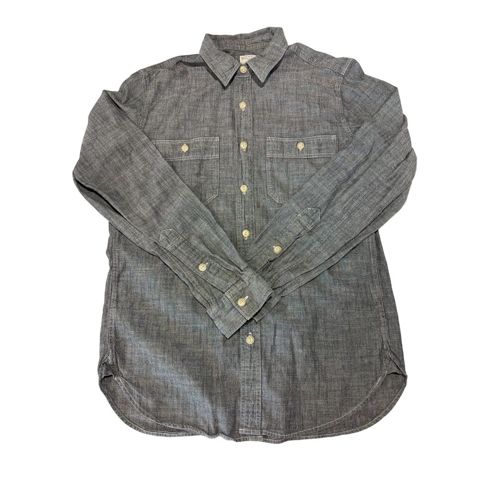 J. Crew Chambray Men's S Button Down Long Sleeve Shirt Gray 100% Cotton Work
